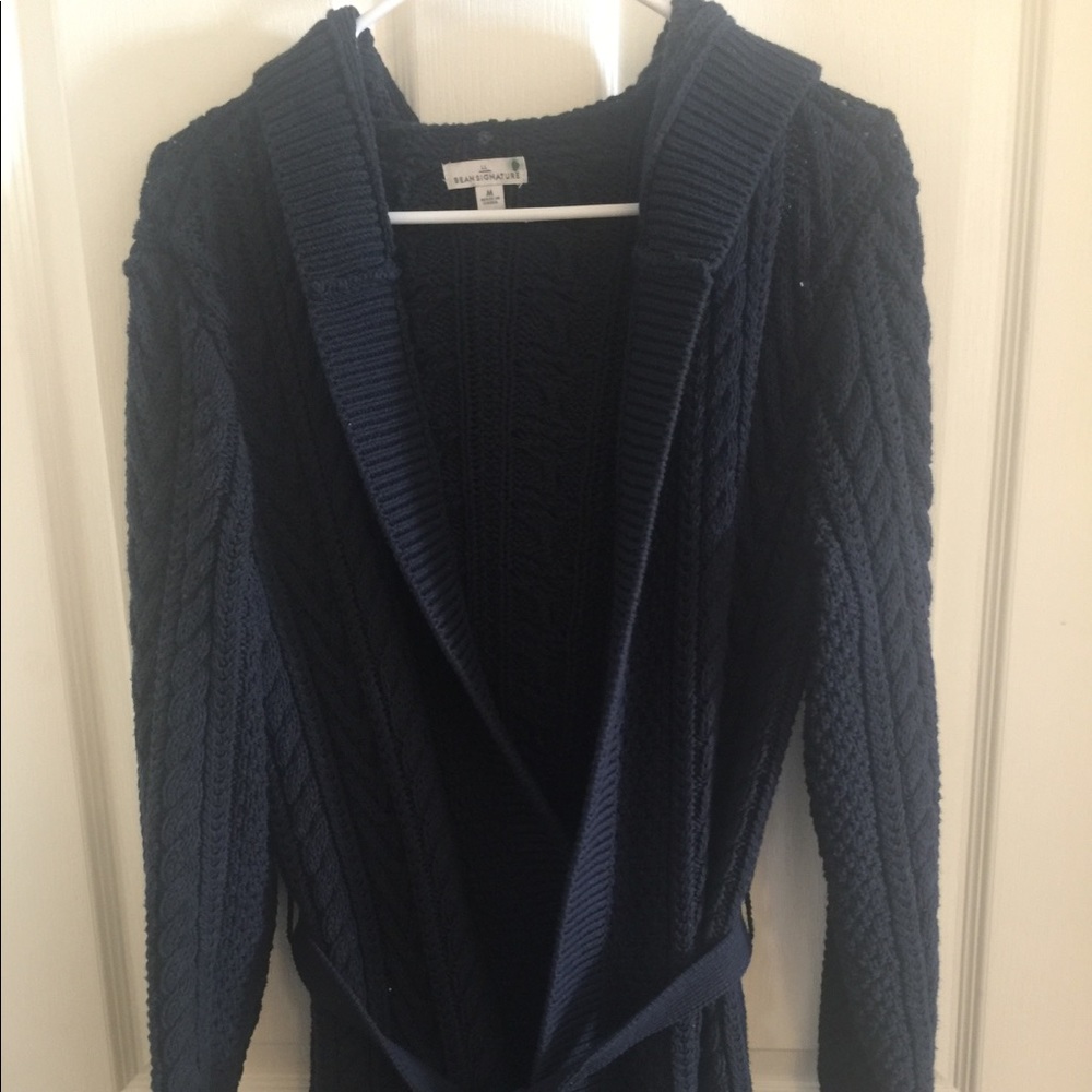 LL Bean fisherman's cable knit cardigan